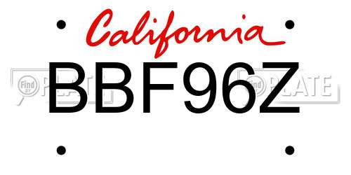 BBF96Z California License Plate