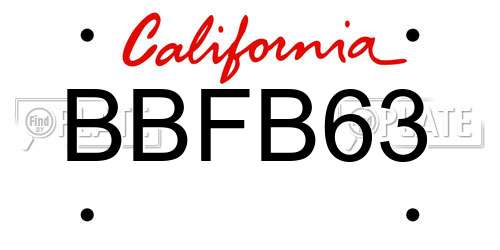 BBFB63 California License Plate