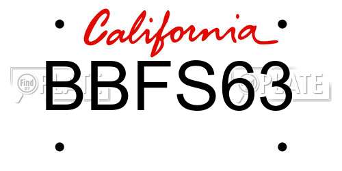 BBFS63 California License Plate