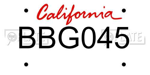 BBG045 California License Plate