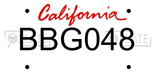 BBG048 California License Plate
