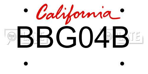 BBG04B California License Plate
