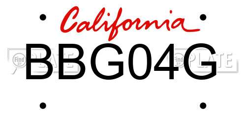 BBG04G California License Plate