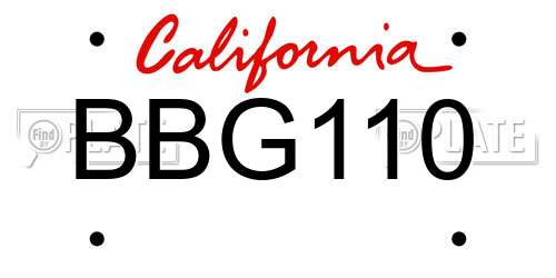 BBG110 California License Plate