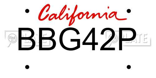 BBG42P California License Plate
