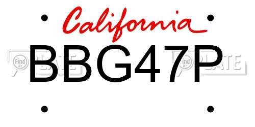 BBG47P California License Plate