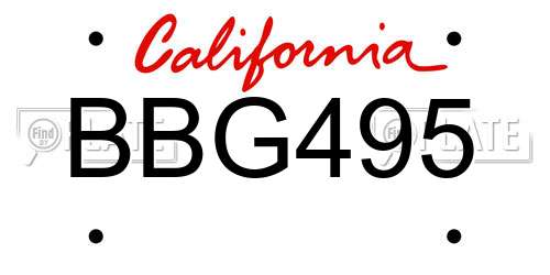 BBG495 California License Plate