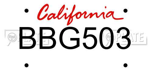 BBG503 California License Plate
