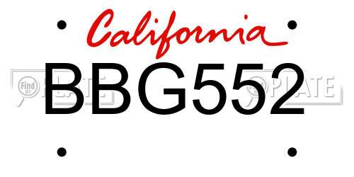 BBG552 California License Plate