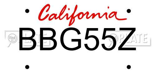 BBG55Z California License Plate