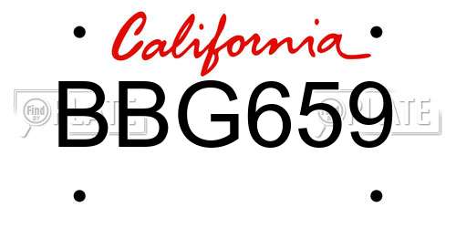 BBG659 California License Plate