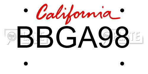BBGA98 California License Plate
