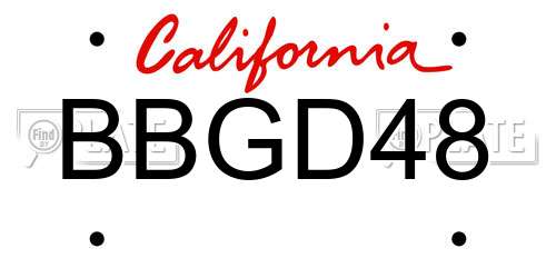 BBGD48 California License Plate