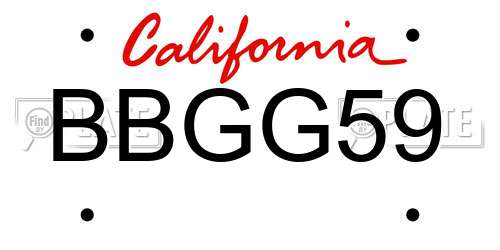 BBGG59 California License Plate