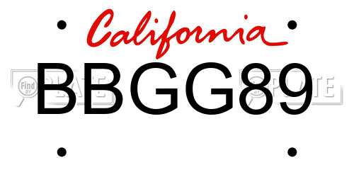 BBGG89 California License Plate