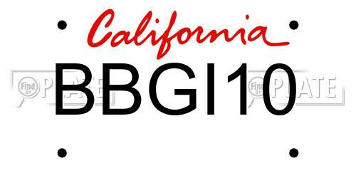 BBGI10 California License Plate