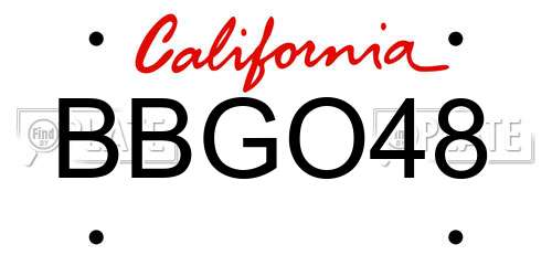 BBGO48 California License Plate