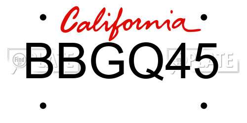 BBGQ45 California License Plate