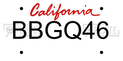 BBGQ46 California License Plate