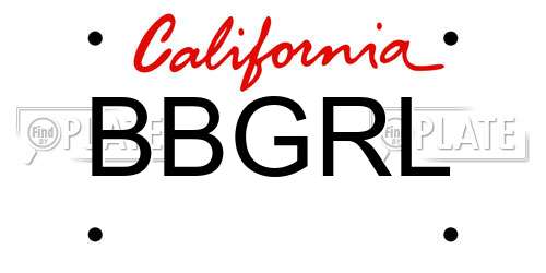 BBGRL California License Plate