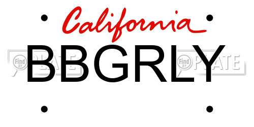 BBGRLY California License Plate