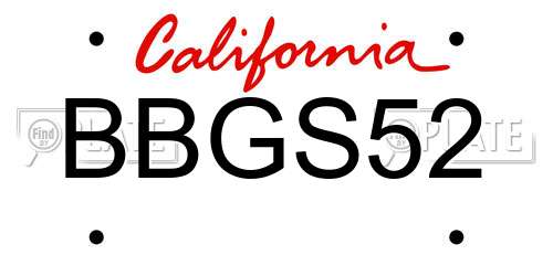 BBGS52 California License Plate