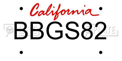 BBGS82 California License Plate