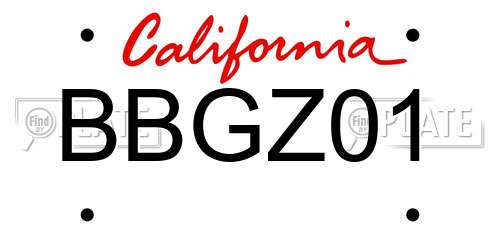 BBGZ01 California License Plate