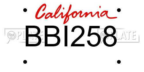 BBI258 California License Plate