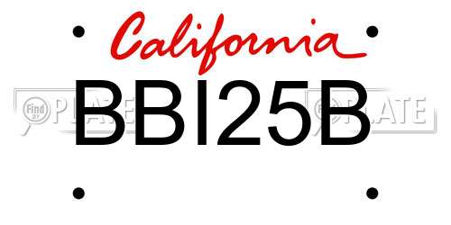 BBI25B California License Plate