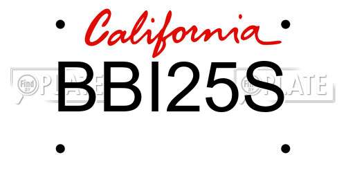 BBI25S California License Plate