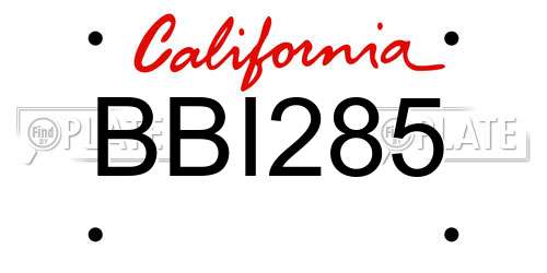 BBI285 California License Plate