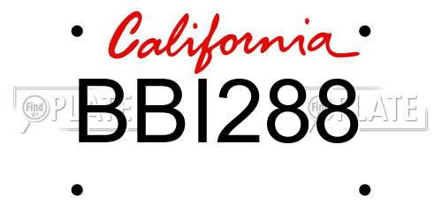 BBI288 California License Plate