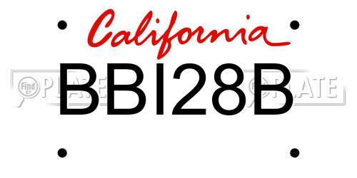 BBI28B California License Plate