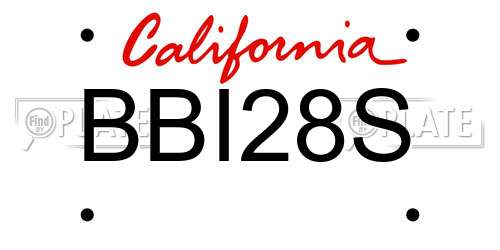 BBI28S California License Plate