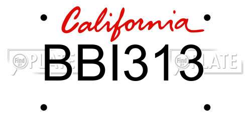 BBI313 California License Plate