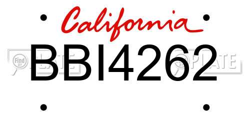 BBI4262 California License Plate