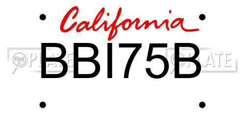 BBI75B California License Plate