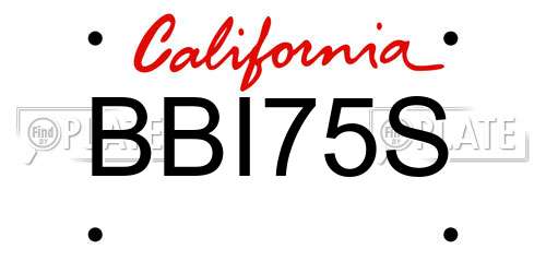 BBI75S California License Plate