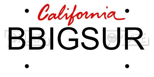 BBIGSUR California License Plate