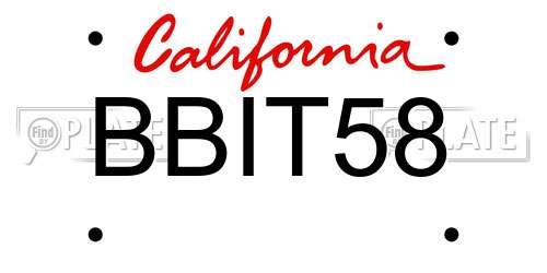 BBIT58 California License Plate