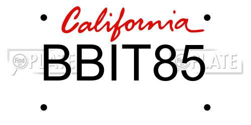 BBIT85 California License Plate