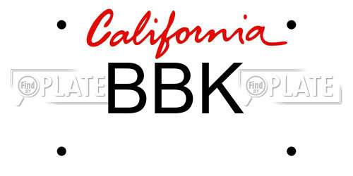 BBK California License Plate