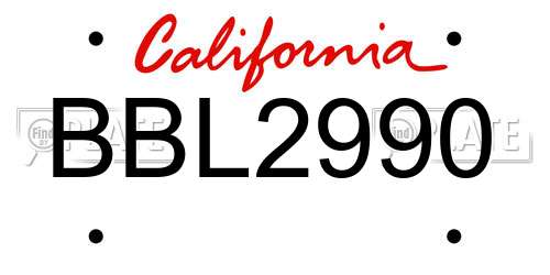 BBL2990 California License Plate