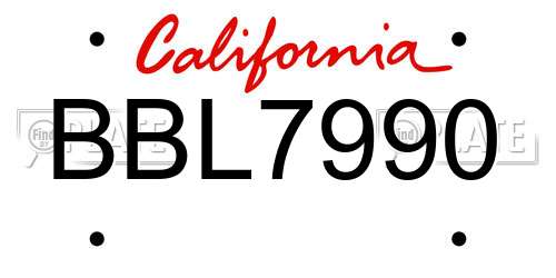 BBL7990 California License Plate