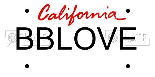 BBLOVE California License Plate