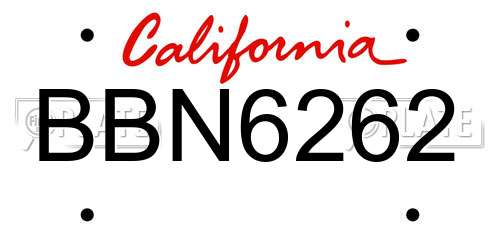 BBN6262 California License Plate