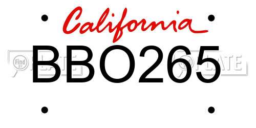 BBO265 California License Plate