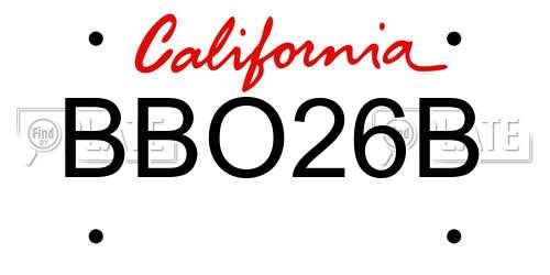 BBO26B California License Plate