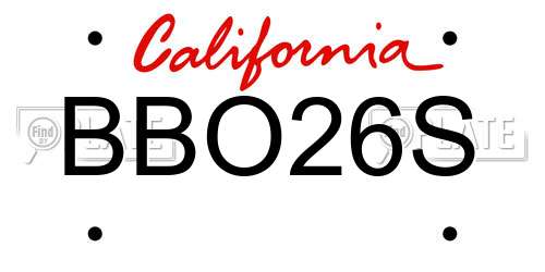 BBO26S California License Plate